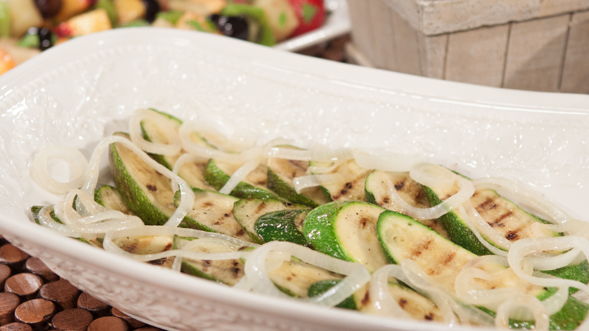 Grilled Zucchini with Sautéd Onions by Curtis & Paula Eakins
