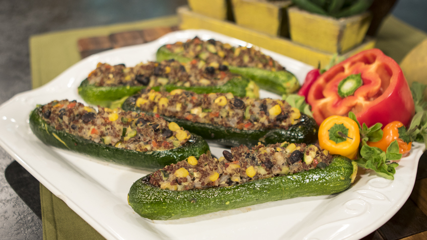 Cuban Stuffed Zucchini with Avocado Aioli by The Micheff Sisters