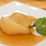 Poached Pear with Maple Syrup and Tofu Ricotta by Javier Renteria