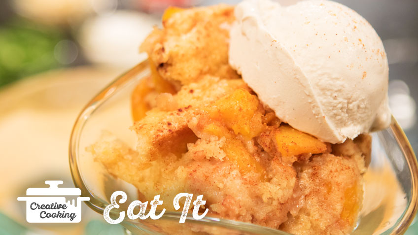 Vegan Crustless Peach Cobbler by The Holmes Sisters